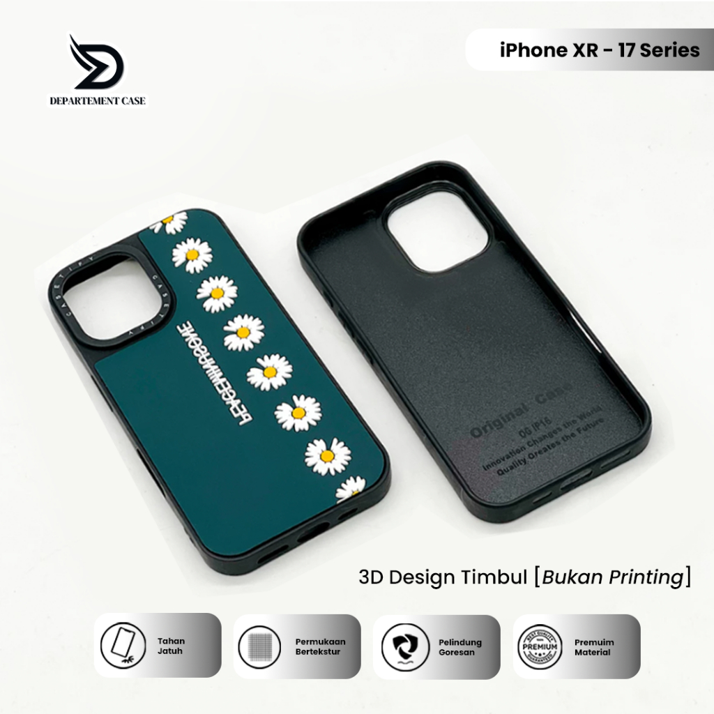 Case Iphone 7/8/Xs Max/Xr/11/12/13/14/15/16/17 Pro Max Plus Mini Motif Logo bunga Warna army Softcas