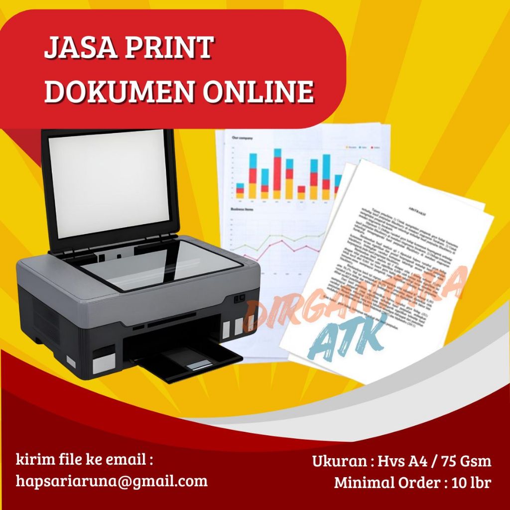 Jasa Print Dokumen Kertas A4 70 Gsm hitam putih/warna