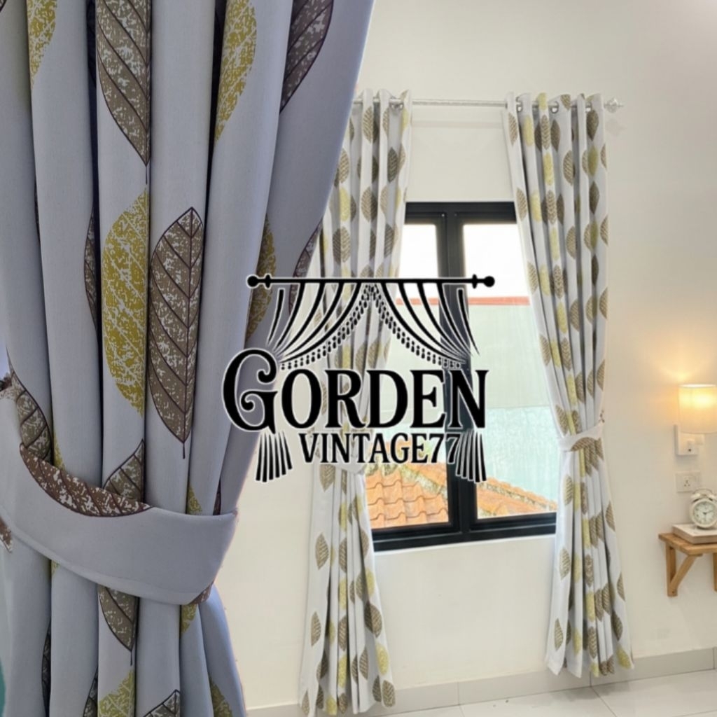GORDEN BLACKOUT MOTIF DAUN KERING | GORDEN PINTU| GORDEN JENDELA