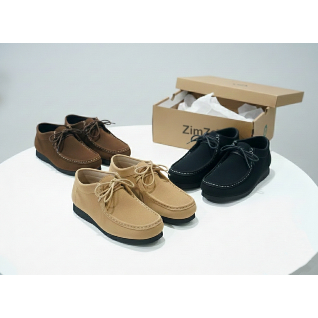 Sepatu Zimzam Moccasin Pria - Sepatu Chungky Wallabee - Sepatu Clarks Suede Natural Black