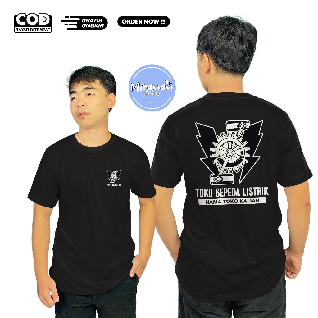 Kaos Toko Sepeda Listrik Gratis Nama Toko Kalian Baju Distro