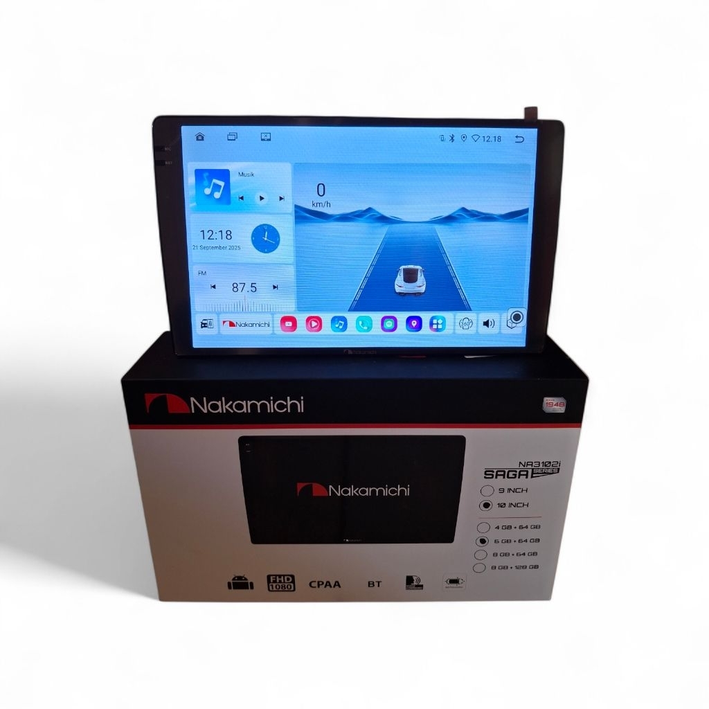 Head unit android 10 inch nakamichi saga na3102i ram 6+64 support 360+voice command
