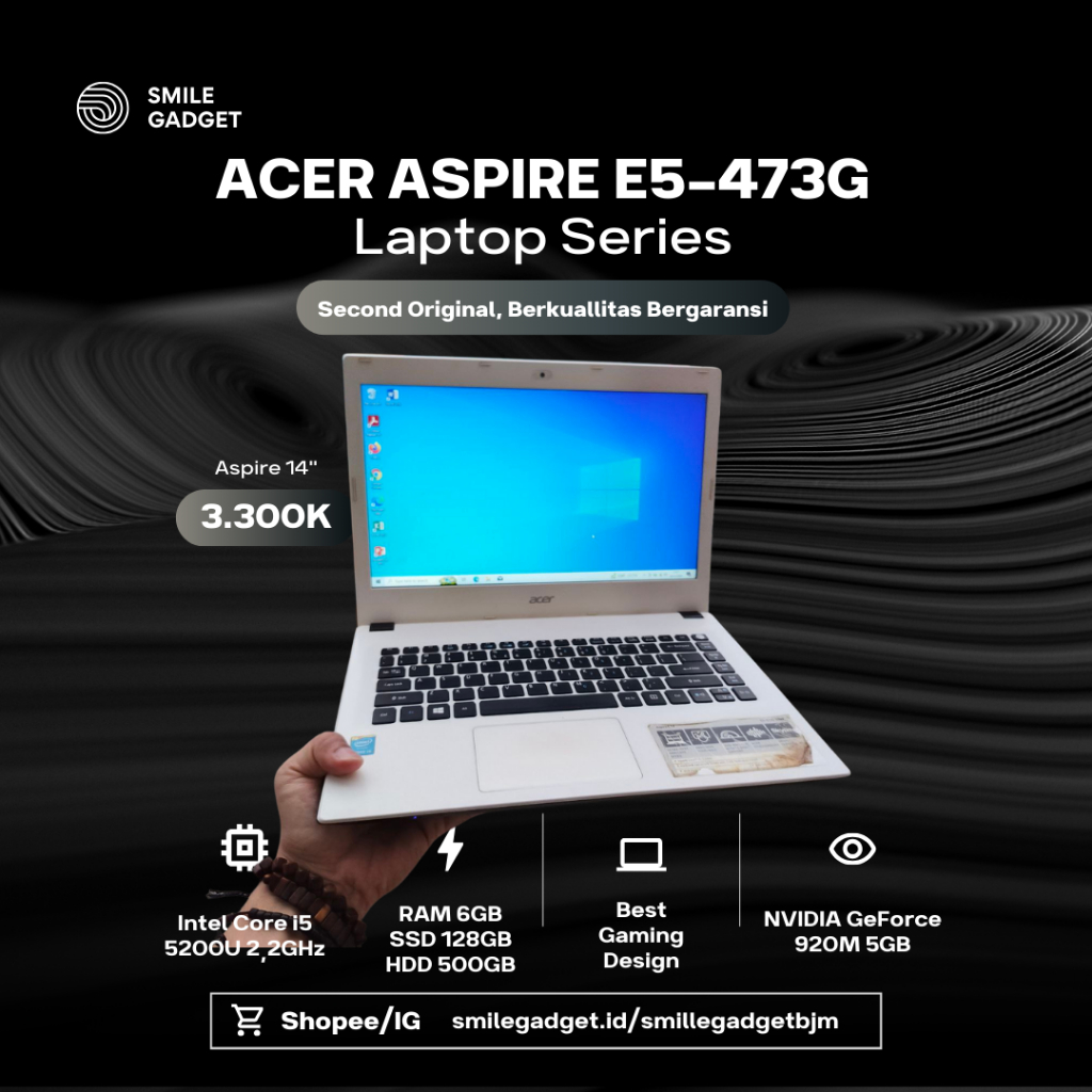 ACER ASPIRE E5-473G Second Intel Core i5 VGA NVIDIA Ram 6GB SSD 128GB HDD 500GB