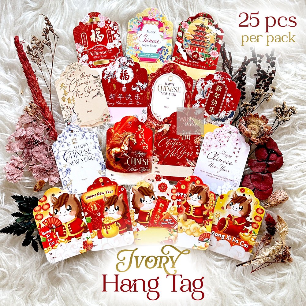 25pcs Hang Tag Imlek Hangtag Sincia Chinese New Year Kartu Mini CNY CapGoMeh / Cap Go Meh