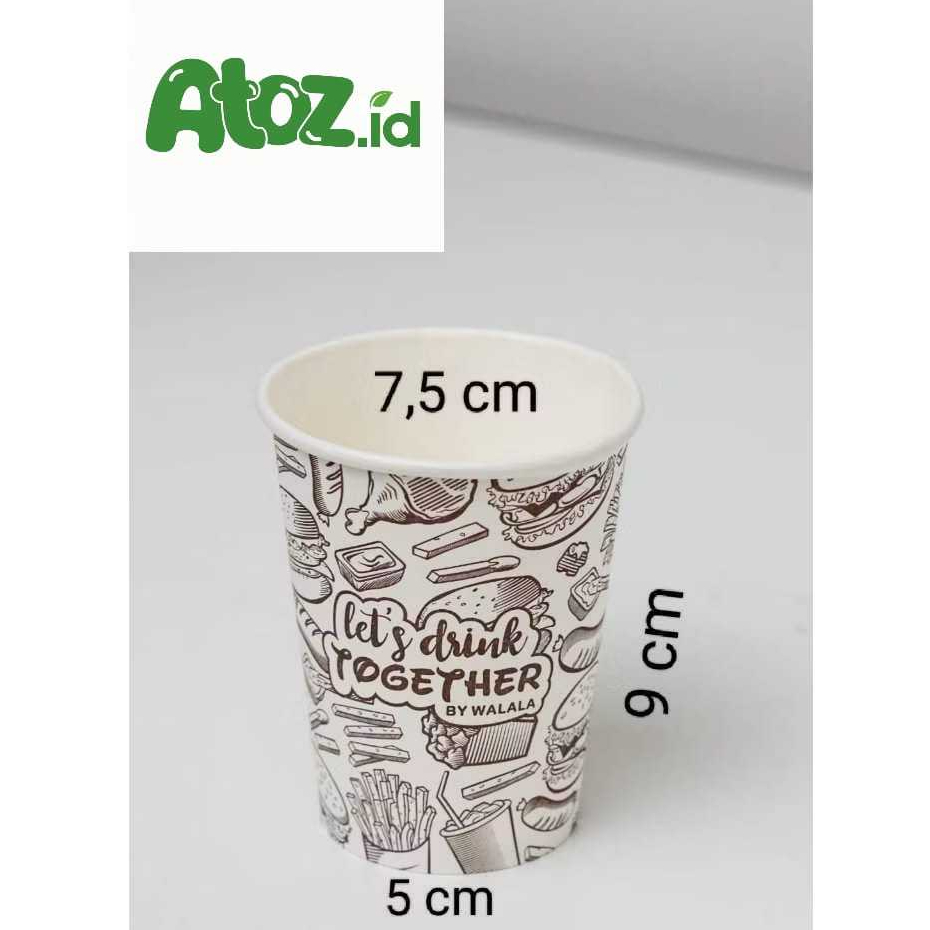 Paper Cup WALALAA 8 oz /Gelas Kertas/Gelas Kopi/PaperCup walala 8oz isi 50pcs / Paper Cup Tahan Pana