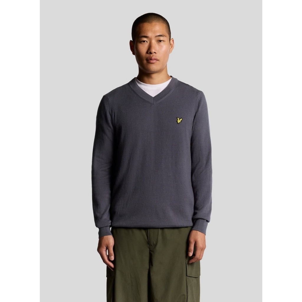 Lyle & Scott Cotton Merino V Neck Jumper (Graystone) Original
