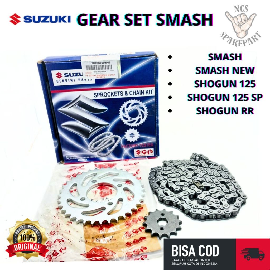 GEAR SET SUZUKI SMASH MOTOR SMASH NEW SHOGUN 125 SHOGUN 125 SP SHOGUN RR DIJAMIN 1000% ORIGINAL