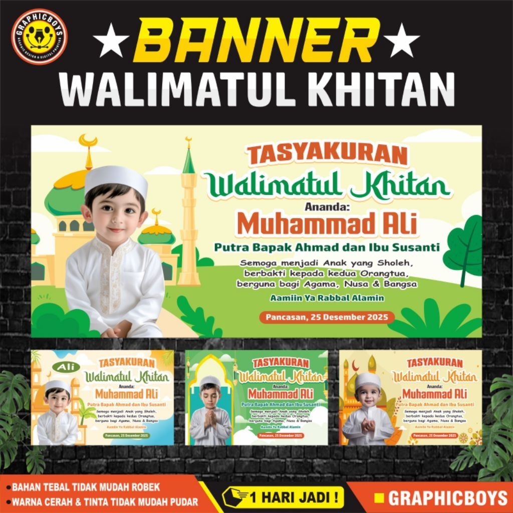 Spanduk Tasyakuran Walimatul Khitan Aestetik / Banner Tasyakuran Walimatul Khitan Aestetik
