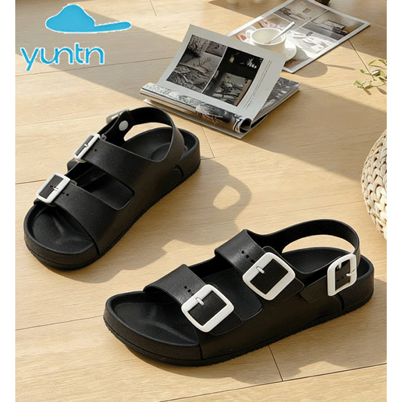 yuntu 2026 Sandal EVA pria baru dengan gesper plastik sandal pantai luar ruangan anti selip