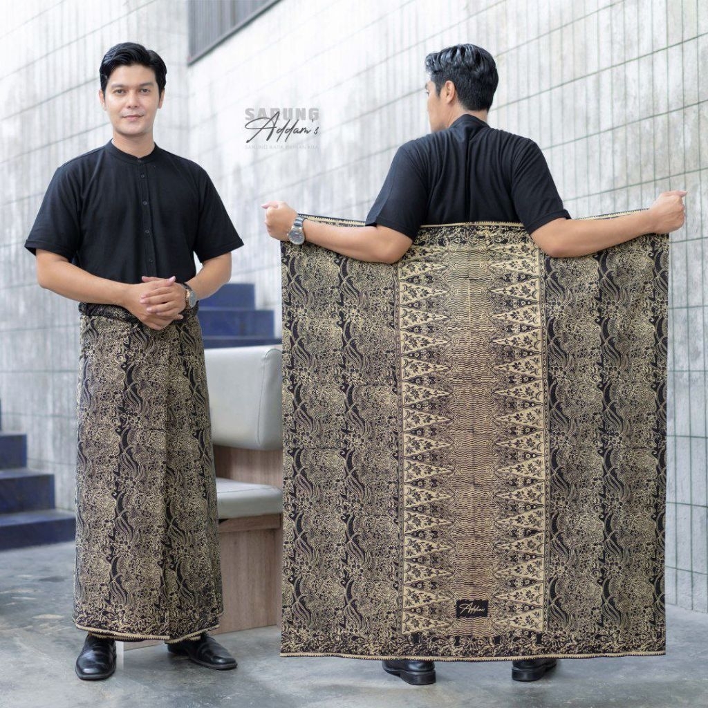 Sarung Batik Addams Warna Cream Bahan Katun Candimekar // Sarung Batik Warna Krem // Sarung Batik Ca