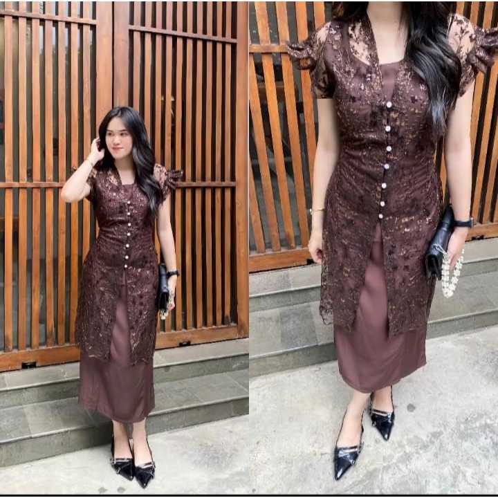 Outer Brukat Outer Kondangan Outer Brukat Payet Mutiara Dan Inner Tanpa Lengan