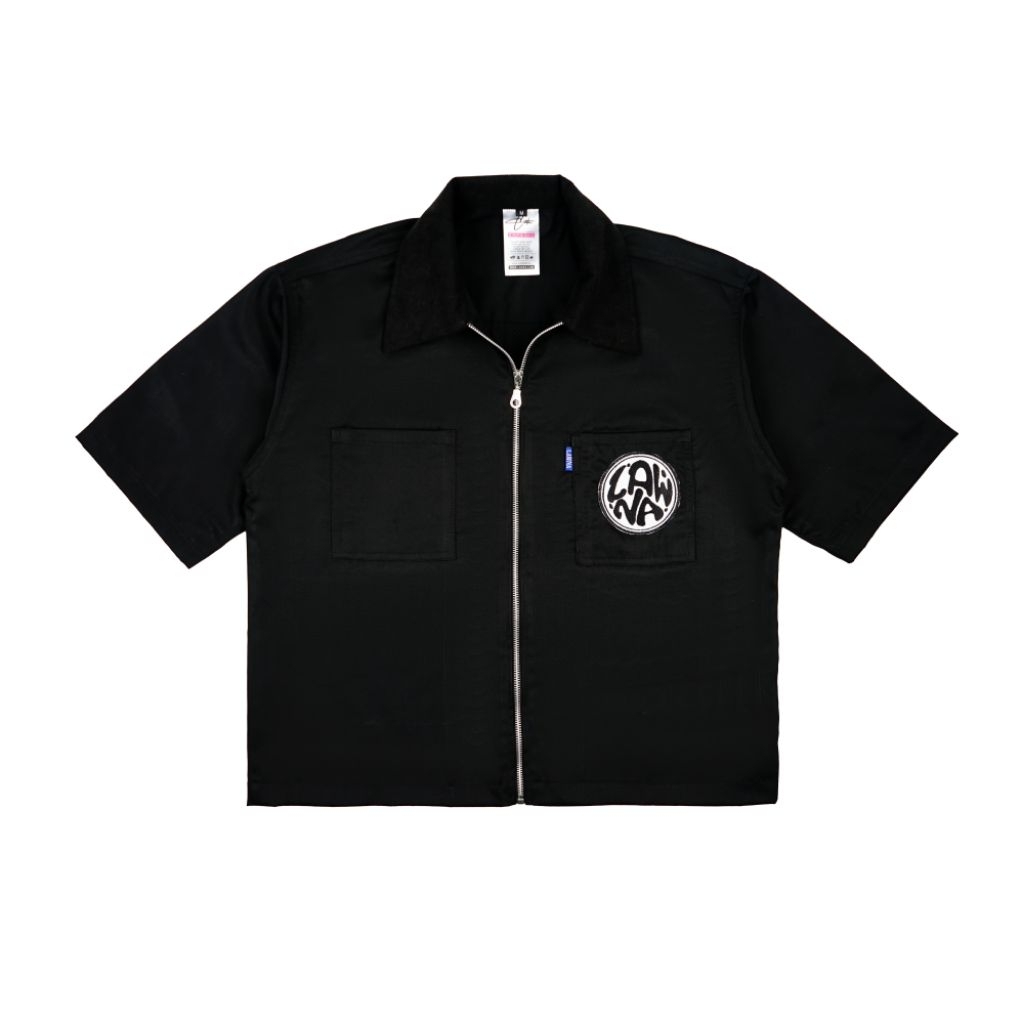 Lawna - Workshirt Boxy Zipper Mix Corduroy - Black