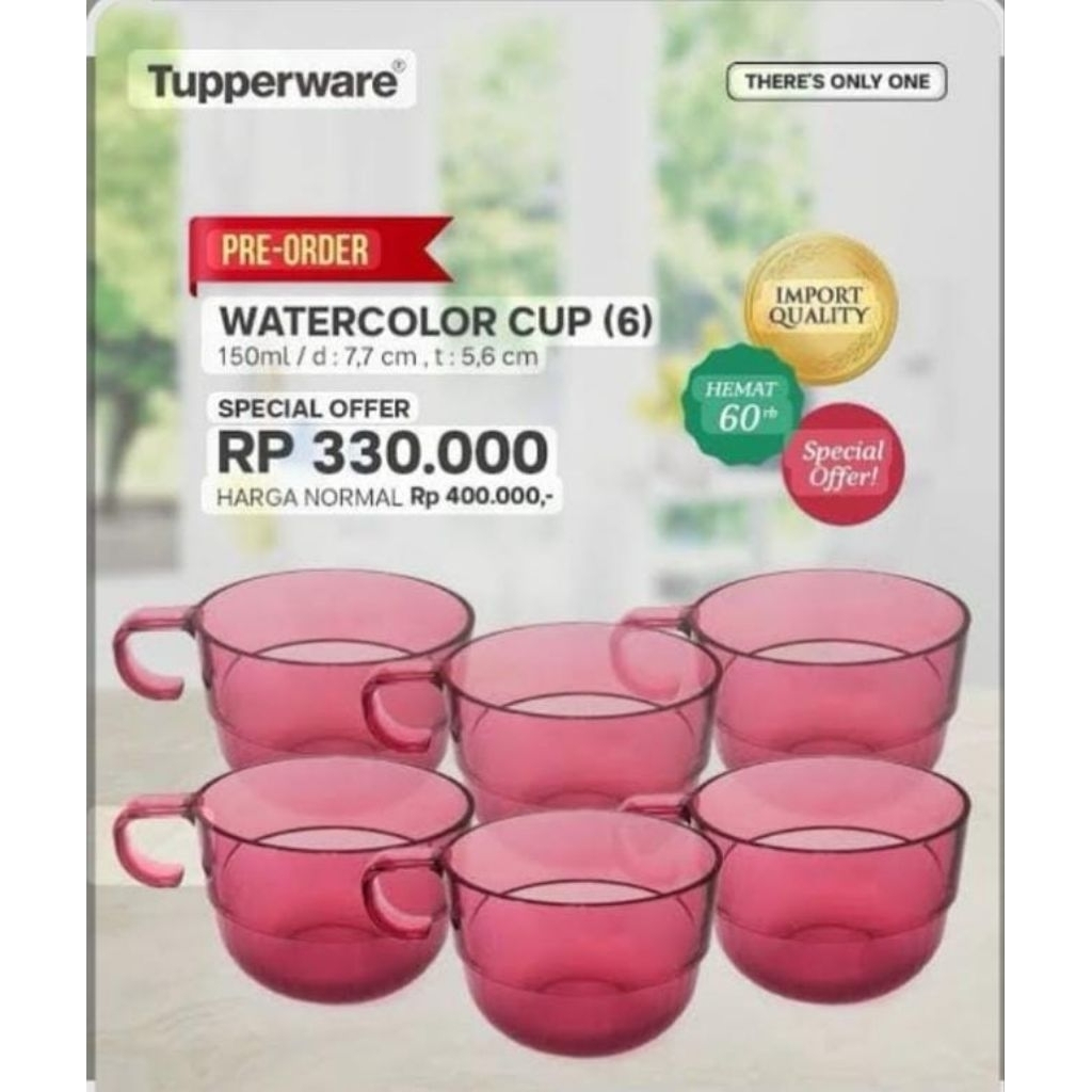 Promo gelas kristal Tupperware dapat 6 pcs Magenta