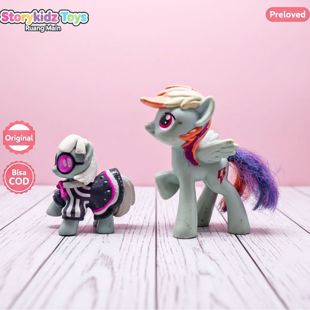 Mainan My Little Pony Rainbow Dash Hasbro 2 Pcs Preloved Original - Figure Kuda Poni