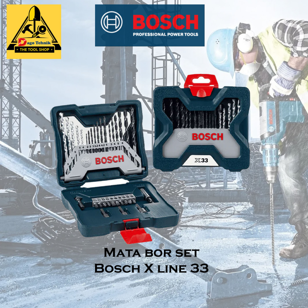 Bosch mata bor set x line 33 pcs besi kayu beton obeng baut komplit original