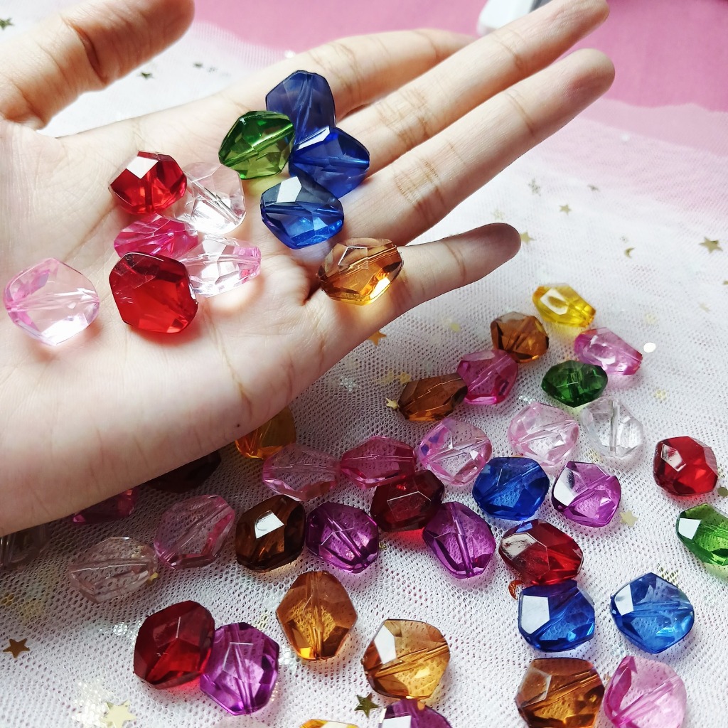 Manik mote (Clear 08) bening mewah bentuk kristal cutting/Manik DIY/Manik gram/Manik ecer/Manik pemu