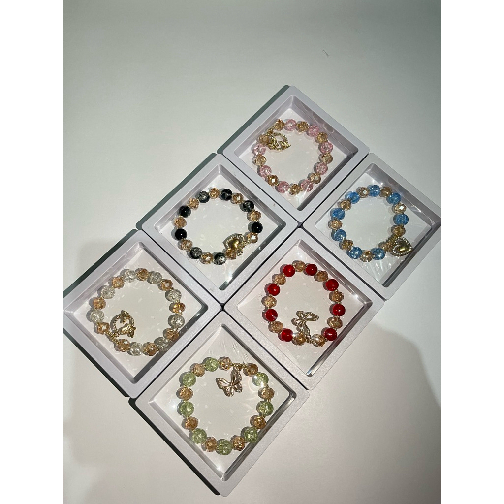 GELANG MANIK KRISTAL PREMIUM + CHARM EMAS