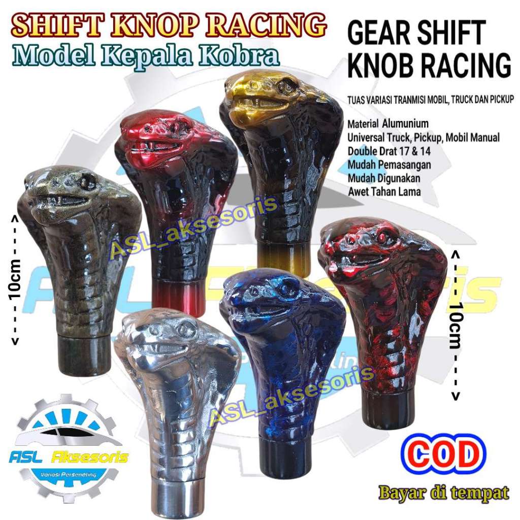 SHIFT KNOB PERSNELING / TONGKAT PERSENELING TUAS GIGI MOBIL MANUAL MOTIF ULAR COBRA BISA BUAT TRUCK 