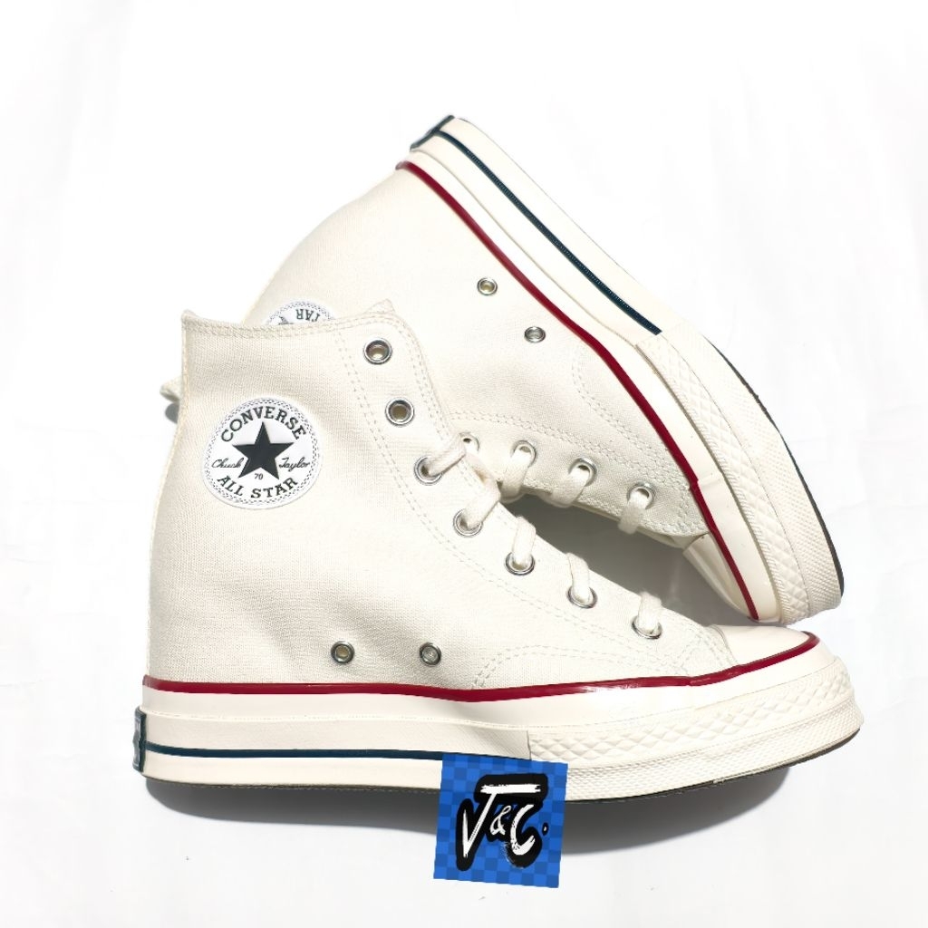 Converse Chuck 70 70s Wedge Platform Lifted Height Classic Canvas Hi Egret