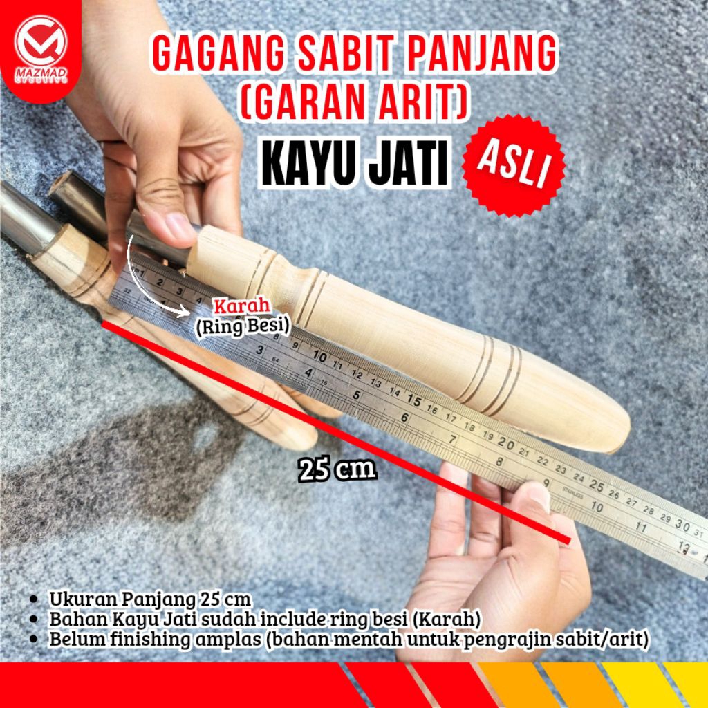 GAGANG SABIT PANJANG 25 CM / GARAN ARIT KAYU JATI BERKUALITAS
