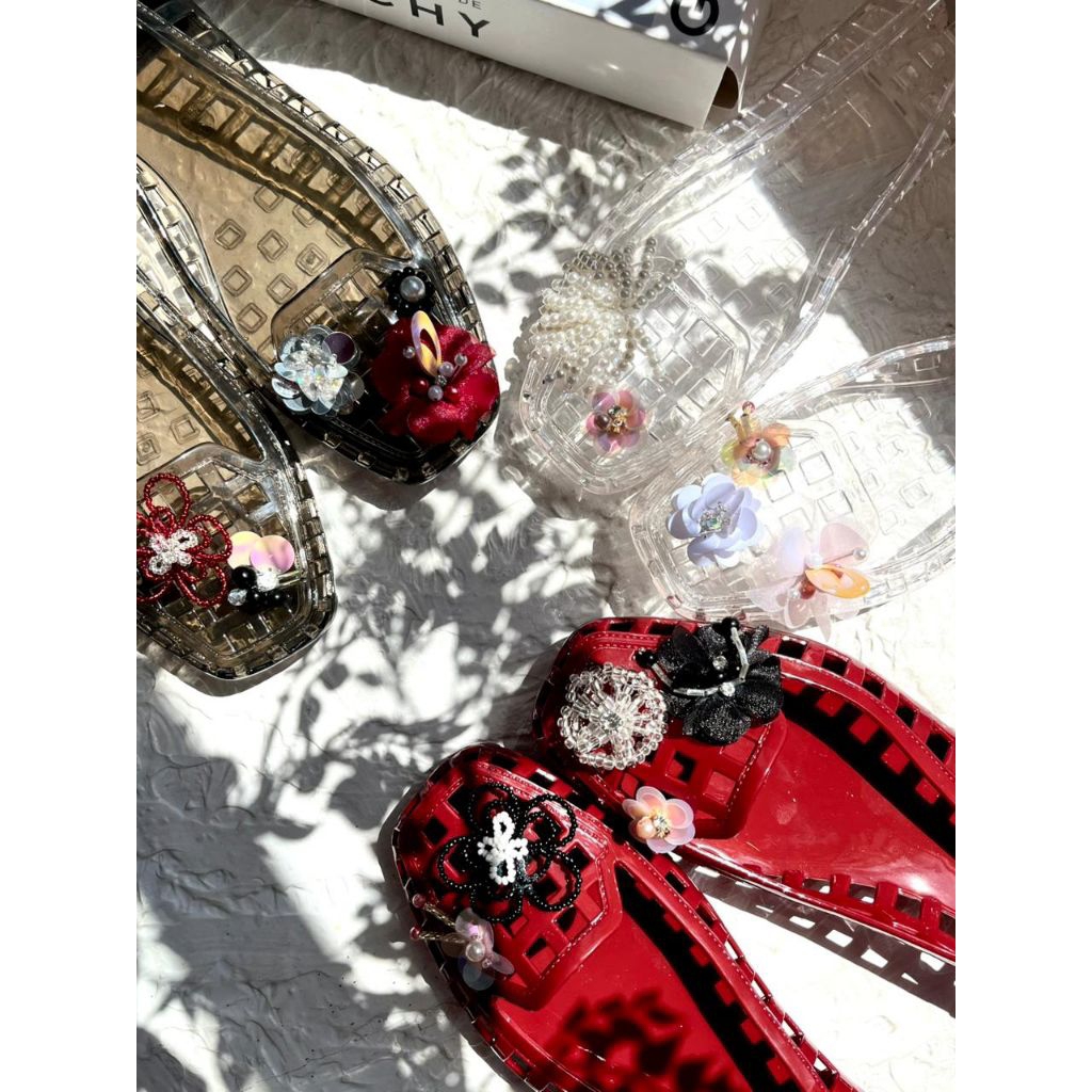 Charm Jelly shoes / jibbitz jelly shoes / ACC flatshoes /beads jelly shoes