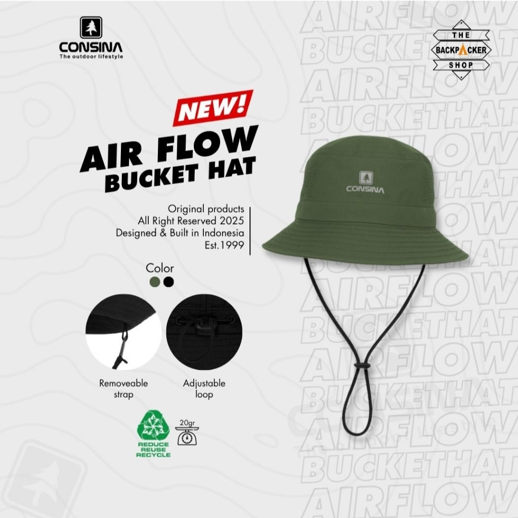 Consina Topi Rimba Airflow Bucket Hat Quickdry topi gunung lapangan original