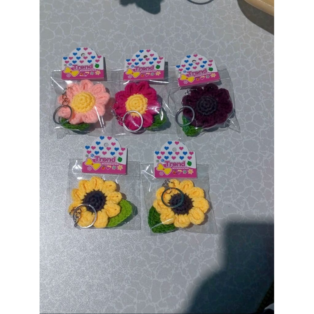 Gantungan Rajut Bunga Matahari/ganci rajut/bunga matahari/keychain