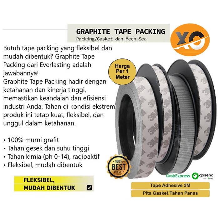 Graphite Tape Packing Adhesive Per Meter Pita Grafit Tahan Panas Double Side Perekat Insulasi Tahan 