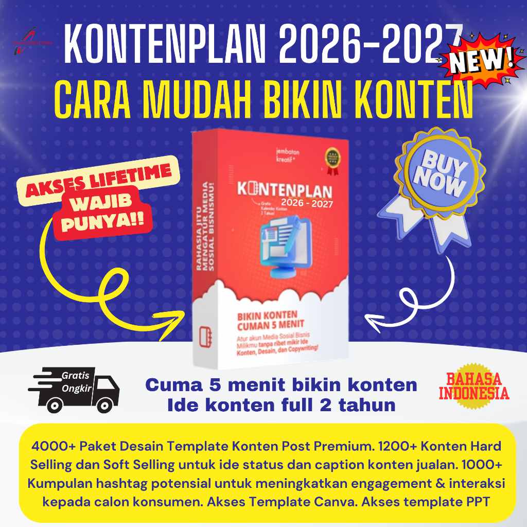 KONTENPLAN 2026 - 2027 : Kalender Konten - 4000+ Desain Template - 1200+ Konten Hard Selling & Soft 