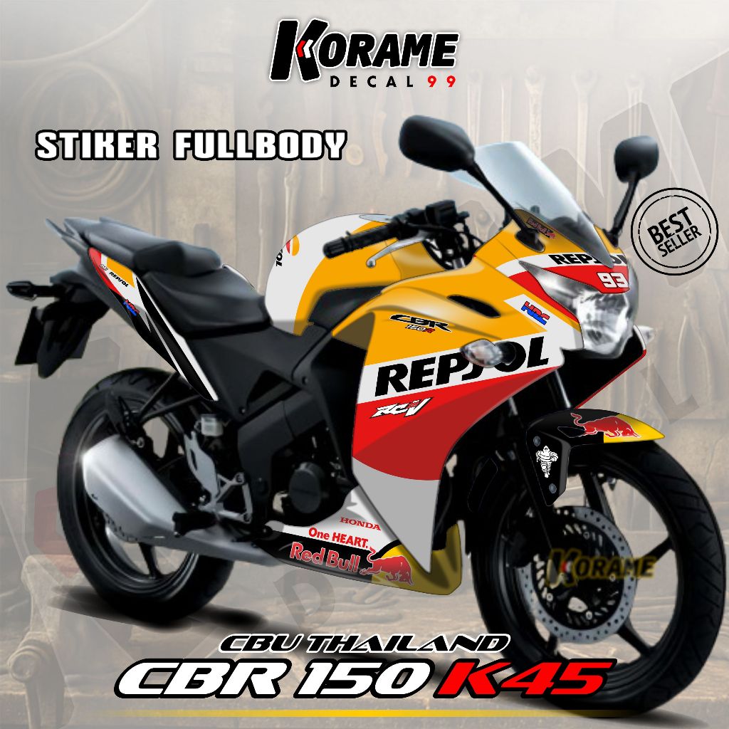 Decal CBR 150 K45 CBU Thailand - Stiker CBR 150 K45 CBU Thailand Repsol Racing Rider