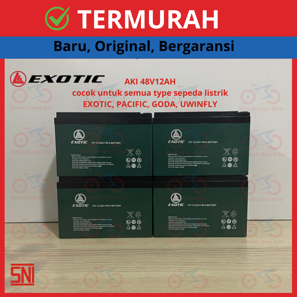 Exotic Aki Sepeda Listrik Exotic / Pacific 12V12Ah / 48V12Ah 1pcs / Set Aki