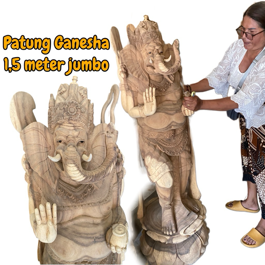 Patung GANESHA Jumbo 1.5 meter - Patung Ganesa kayu jumbo - Patung Kayu GANESA - GANESA JUMBO - Patu