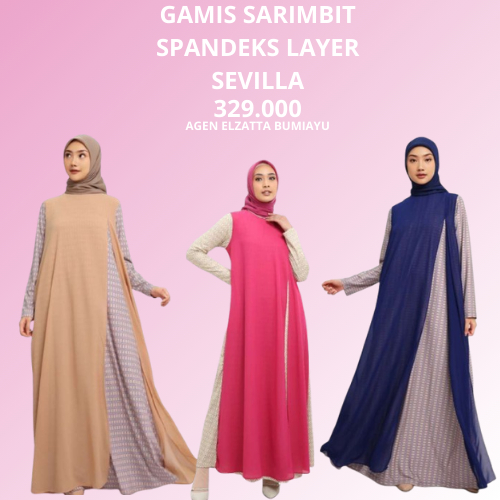 Elzatta Gamis Wanita Sarimbit Spandeks Layer Sevilla Gamis Perempuan Elzatta