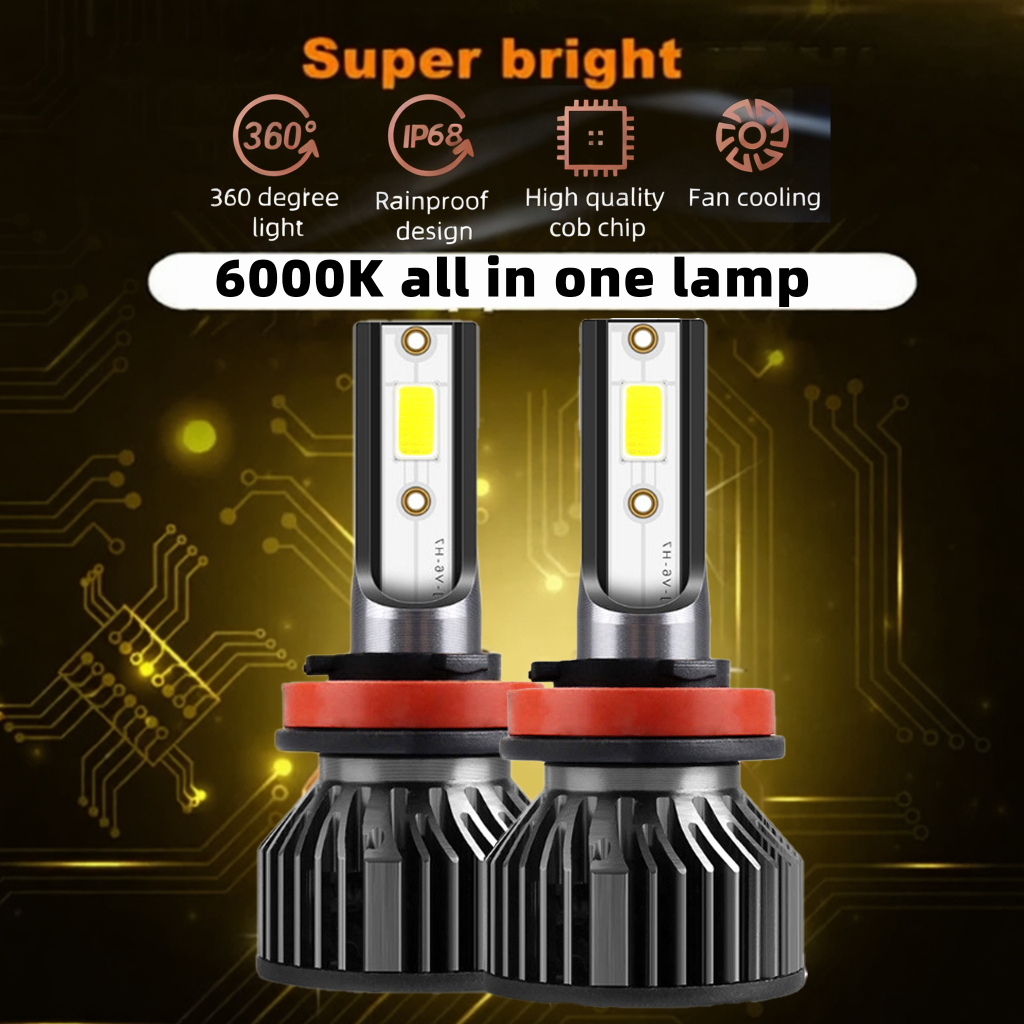 COD BZL LAMPU LED HEADLAMP FOGLAMP MOBIL SEPASANG TIGA 3 WARNA TRICOLOR PUTIH KUNING 3000K 4500K 600
