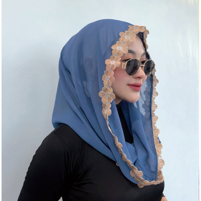 HIJAB MENTER RENDA CETAR INSTAN PREMIUM CERUTY RENDA BORDIR BY FR FARREL