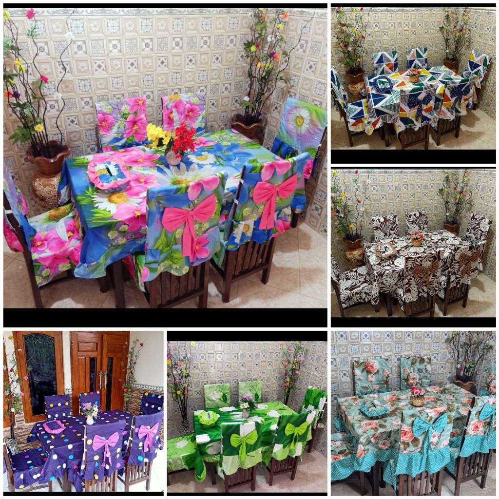 Sarung Kursi Meja Makan Cover Kursi 6 Makan Taplak Meja Makan