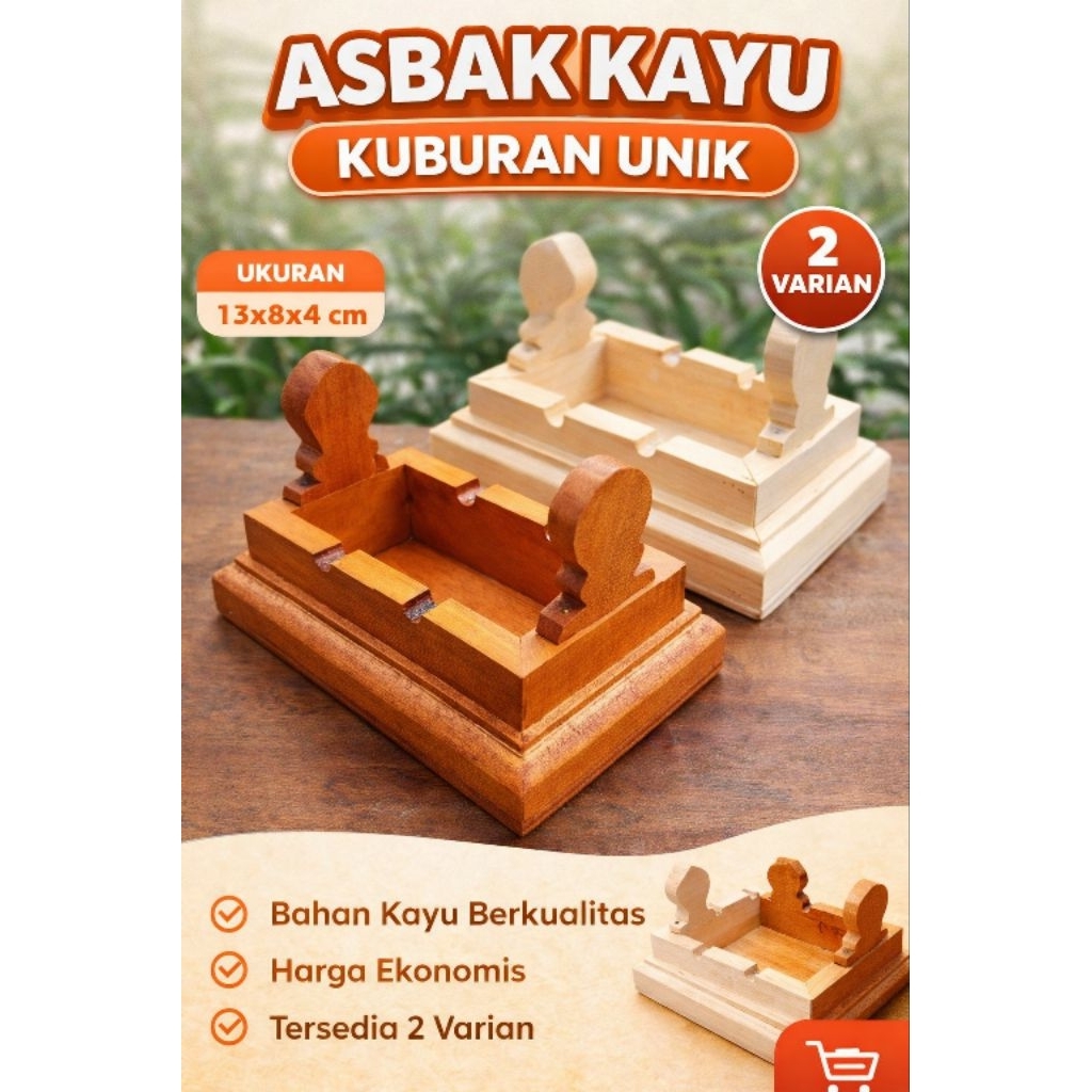 Asbak Kayu Bentuk Kuburan Unik | Asbak Rokok Kayu Estetik | Murah & Berkualitas
