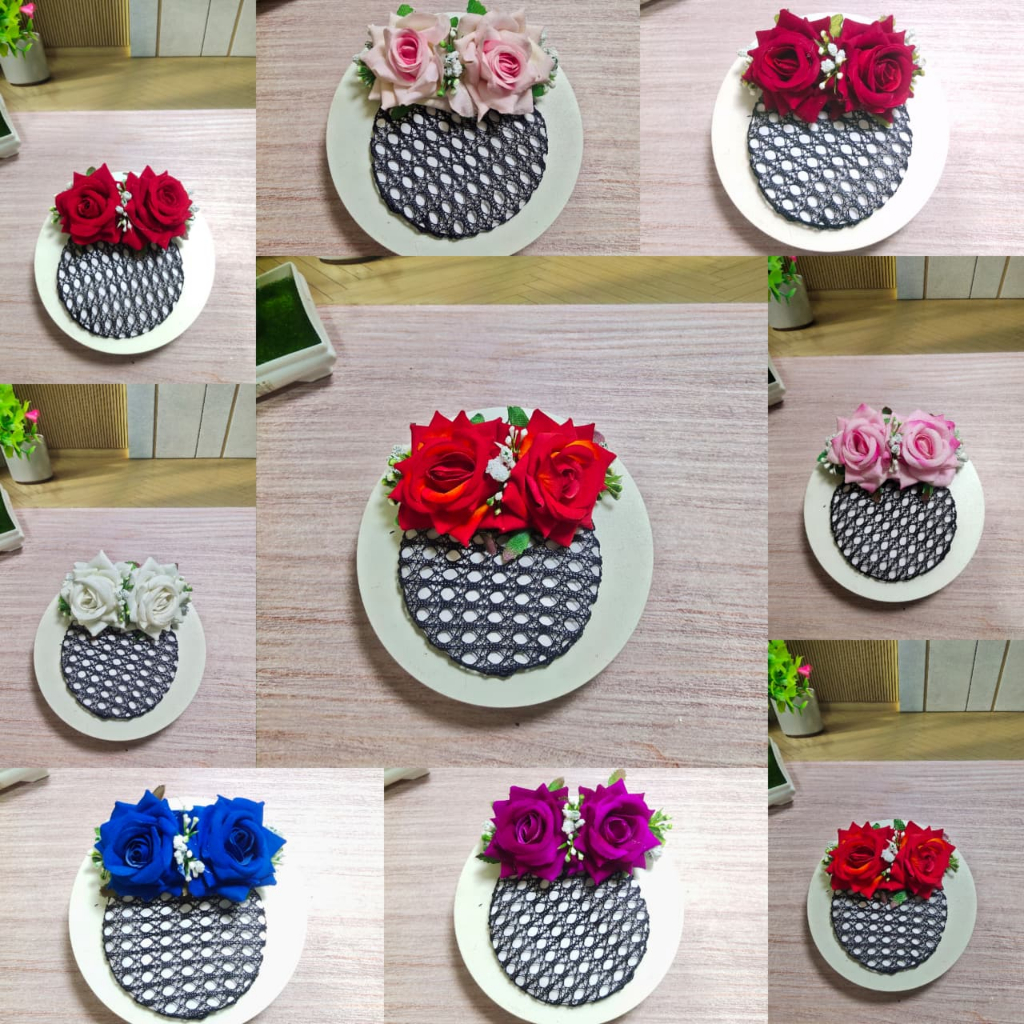 Kep Bunga Hiasan Sanggul/Harnet Bunga/Jepit Rambut Bunga Mawar