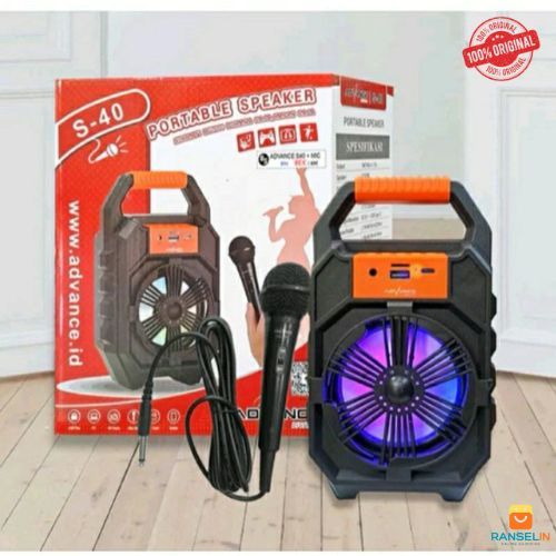 ADVANCE S-40 Speaker Bluetooth Portable Wireless Speker FM Radio 4"inch Plus Mic Karaoke S40