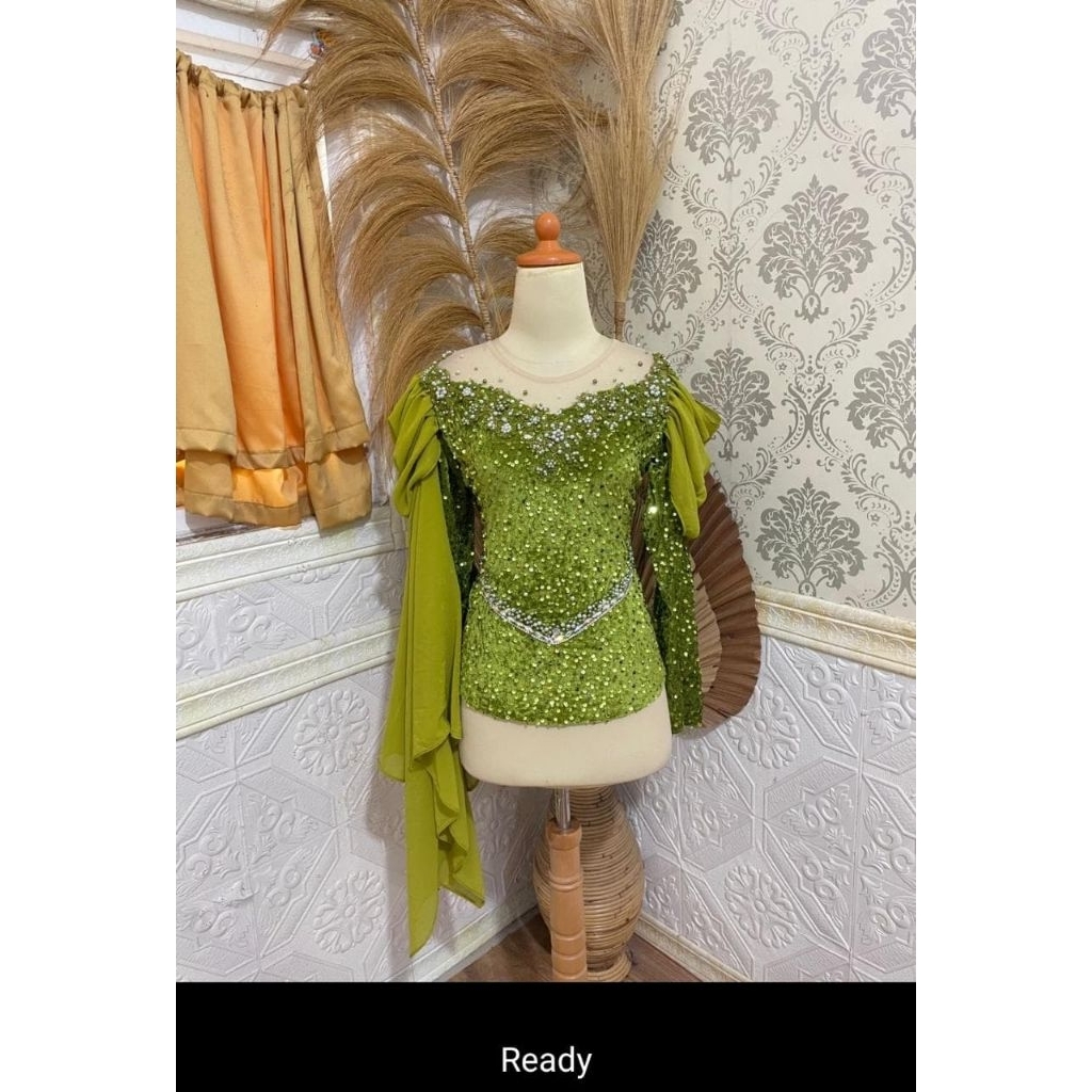 kebaya hijau lime ready size M