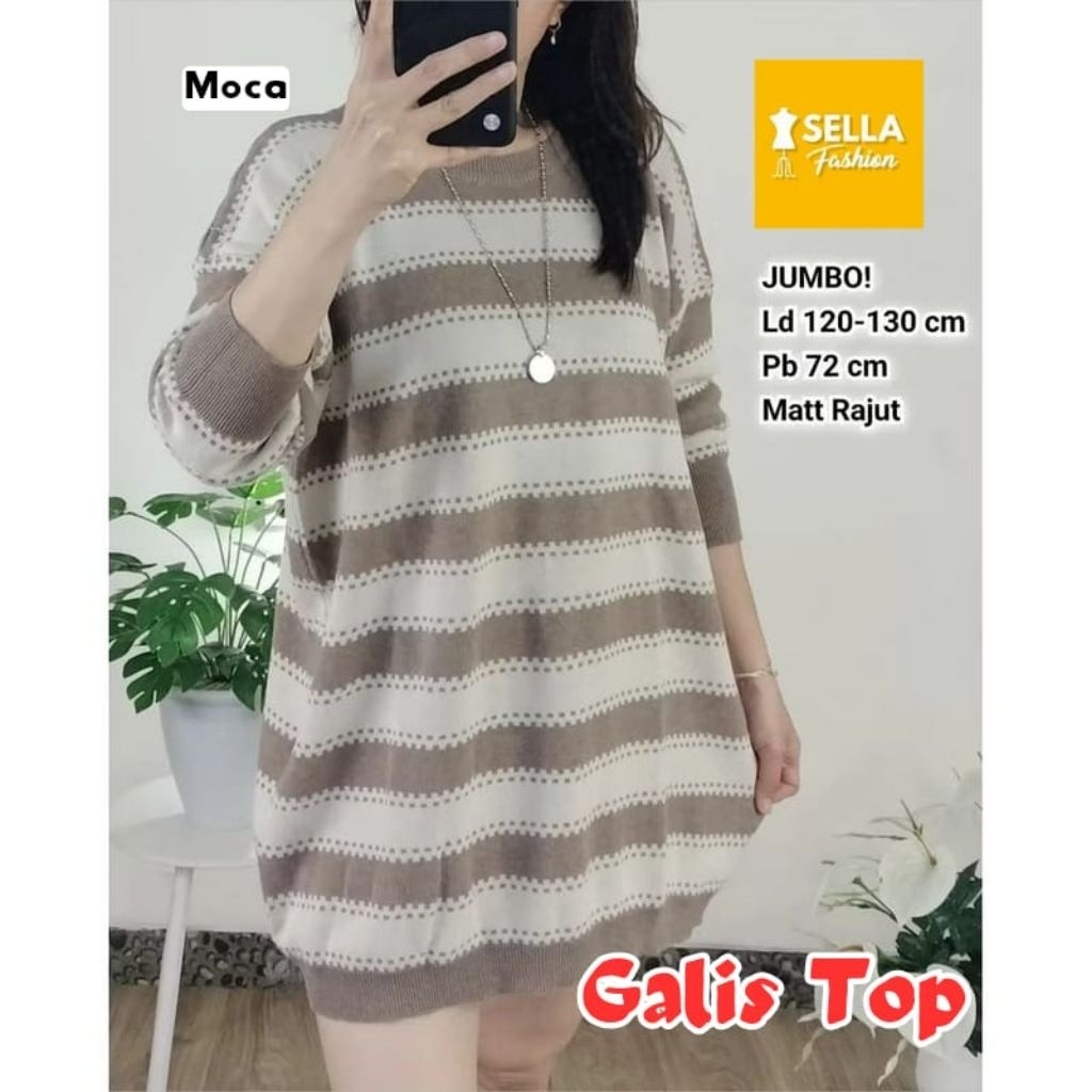 BLOUSE RAJUT SUPER JUMBO/GALIS TOP •BAJU RAJUT WANITA SUPER JUMBO MOTIF BARU