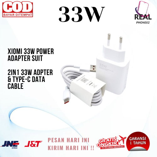 XIAOMI Charger 33W Untuk Xiaomi Fast Charging 33W Kompatibel Smartphone