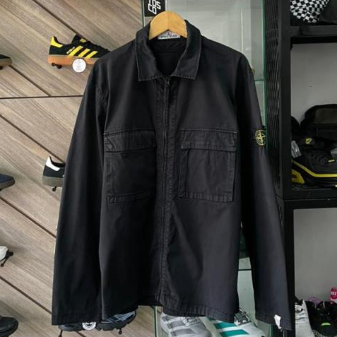 STONE ISLAND OVERSHIRT SUPIMA COTTON TWILL STRETCH BLACK