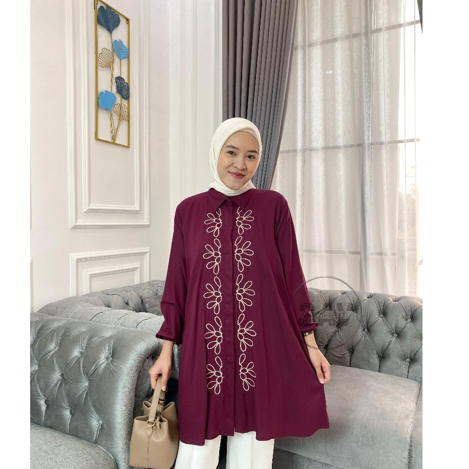 Windy Tunik Bordir Wanita Baju Panjang Muslim Atasan