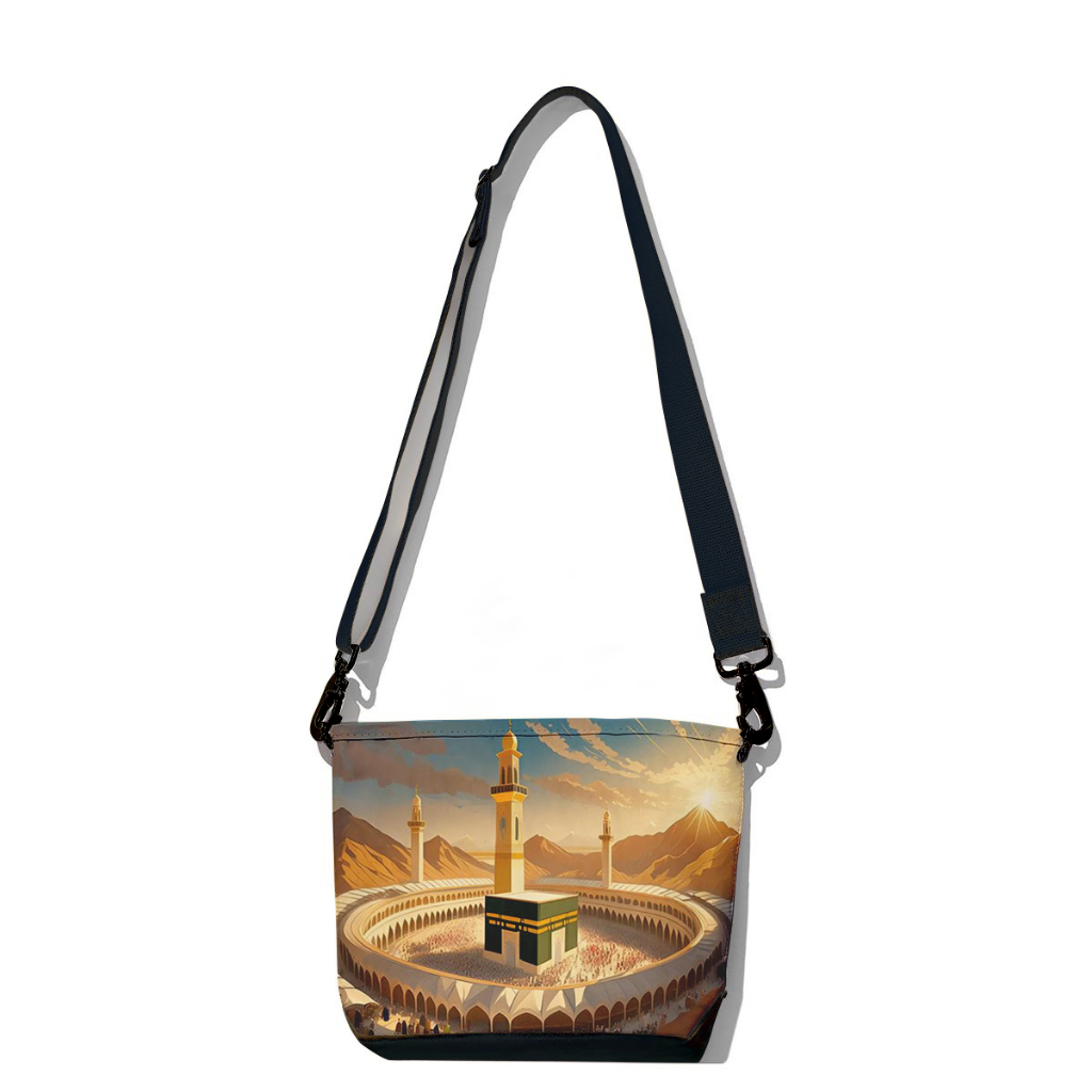 Sling Bag Kanvas Wanita Mekkah / Tas Selempang Souvenir Custom