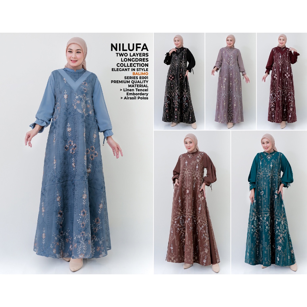 Balimo Dress - Balimo Nilufa / Gamis Balimo Edisi Raya / Dress Balimo Premium