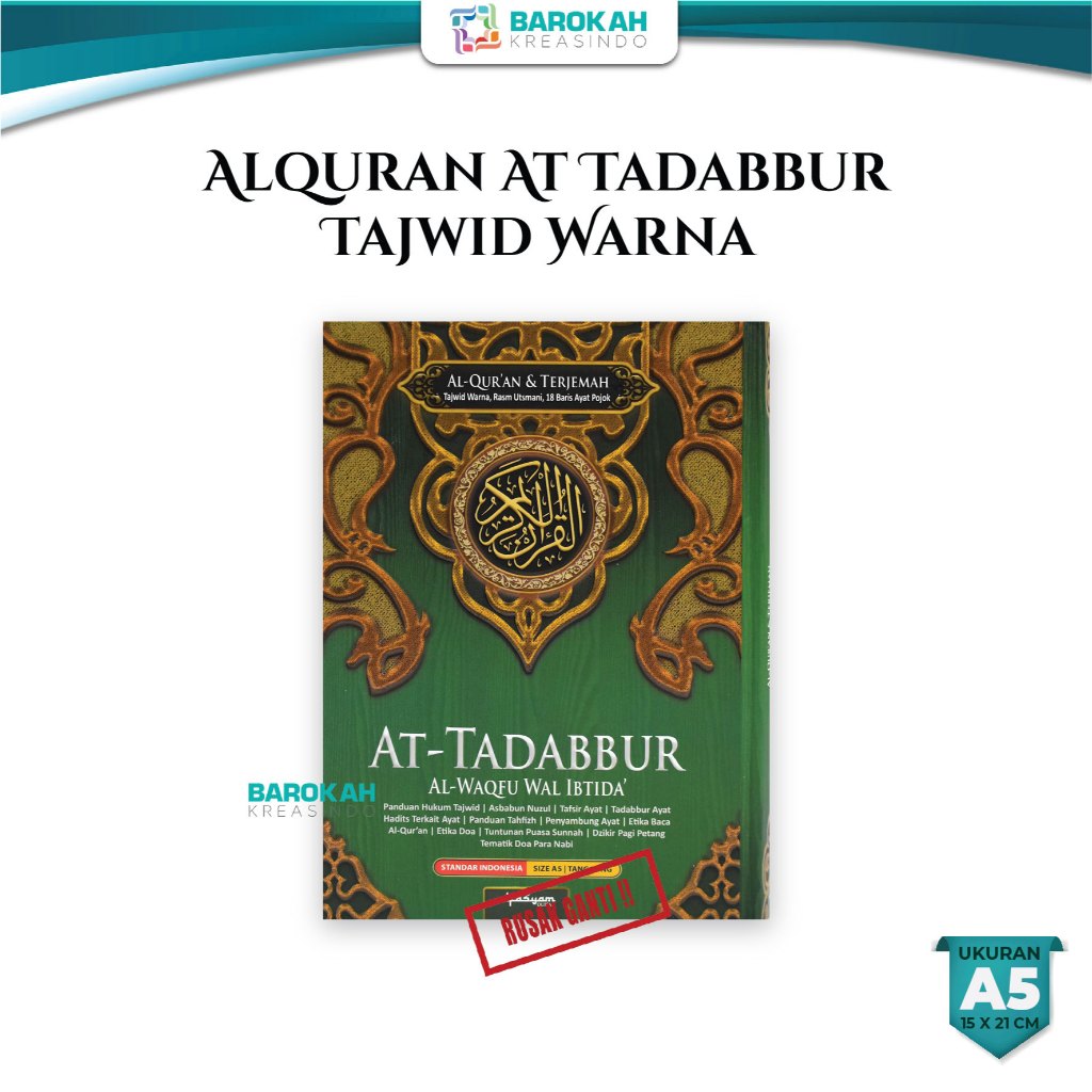 Alquran At Tadabbur Terjemah Tajwid Warna Warni Waqaf Ibtida A5 Ukuran A5 HC Alfasyam