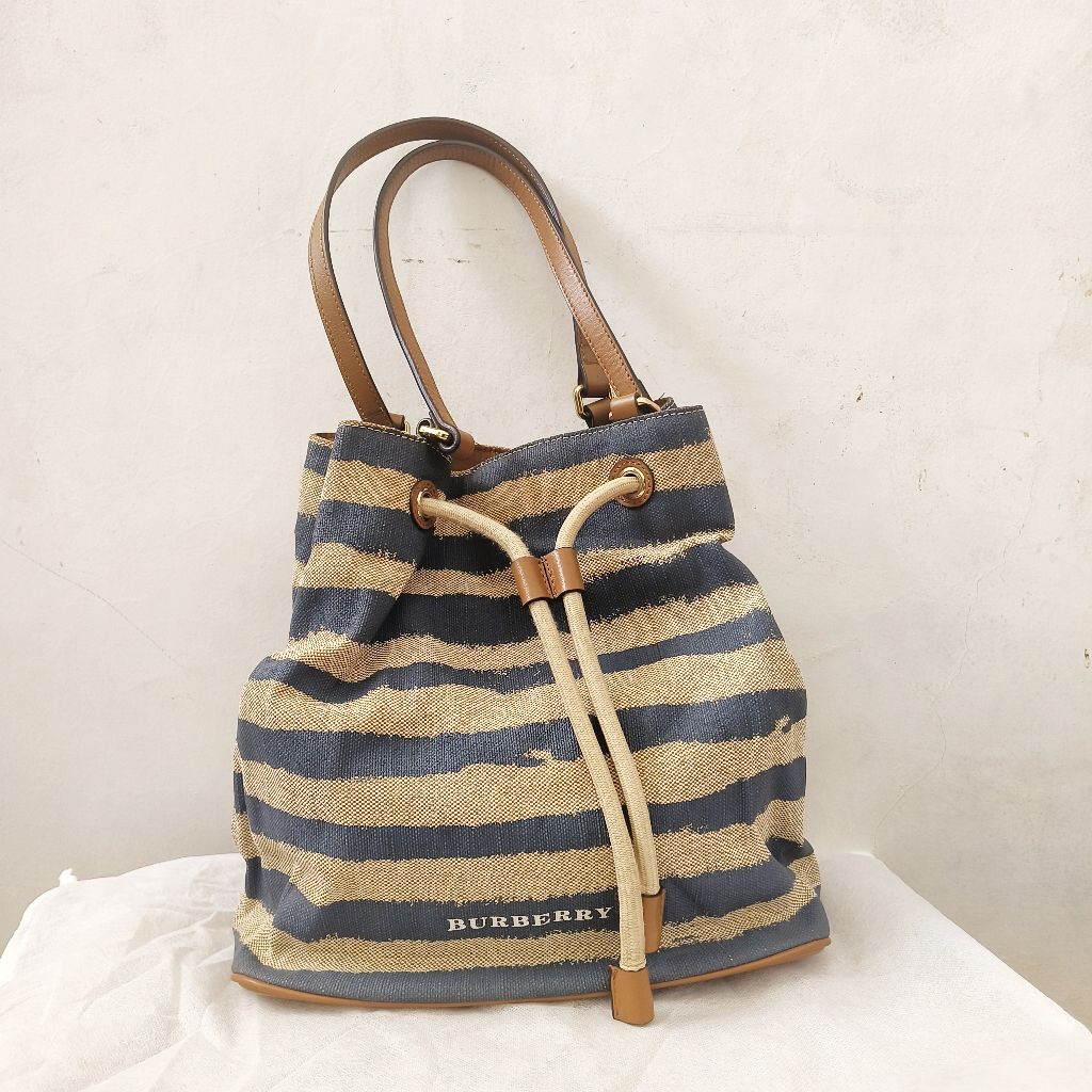 PRELOVED Authentic Burberry Canvas Bucket Tote Bag RARE