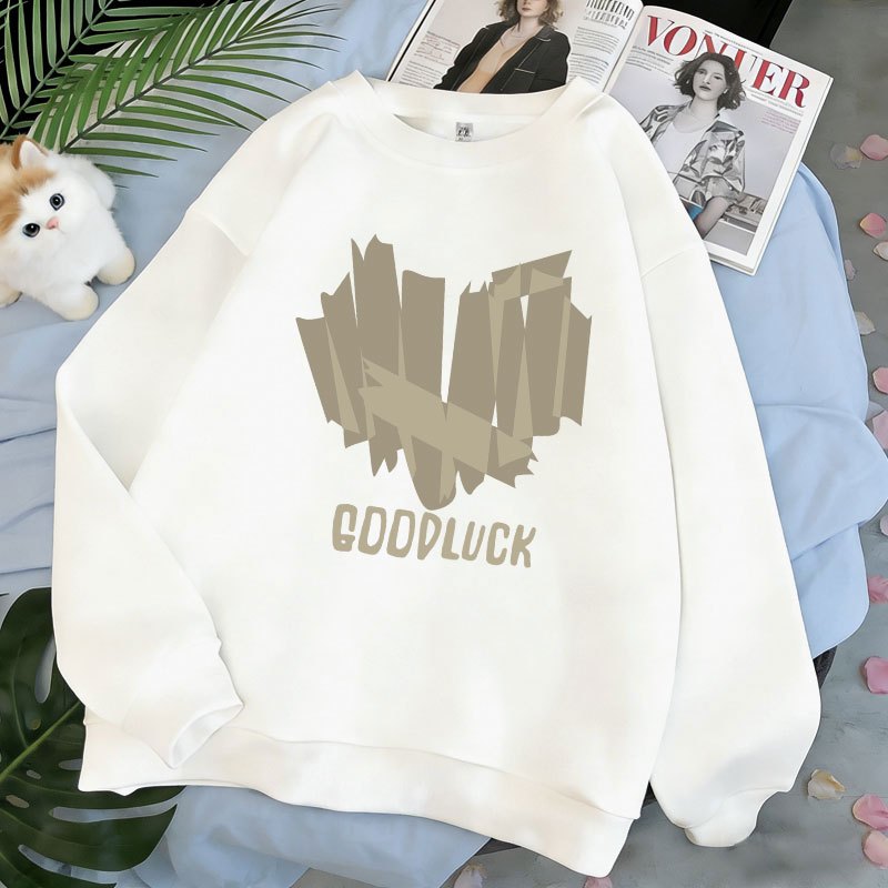 Sweater   Korea | Pola Love Good Luck | Oversize Lucu | 100% Cotton