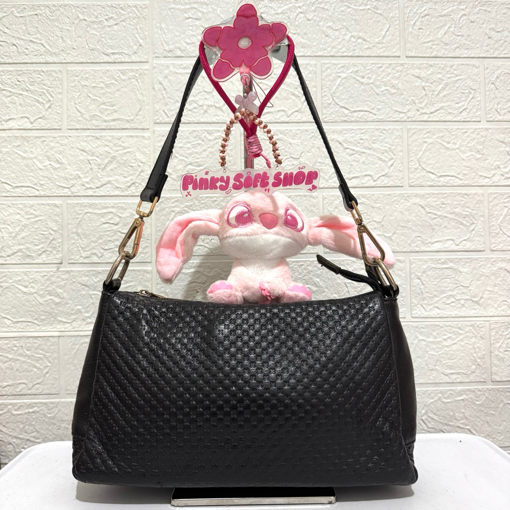 tas shoulder bag kulit asli. tas ketek kulit asli. tas prelop. hitam